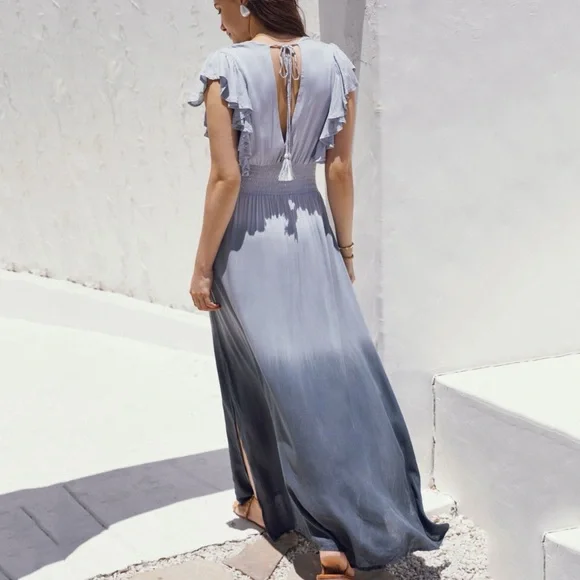 let me be beaded mini dress Dahlia Hand-Beaded Backless Chiffon maxi dress – Dress to Impress Rentals main image 0